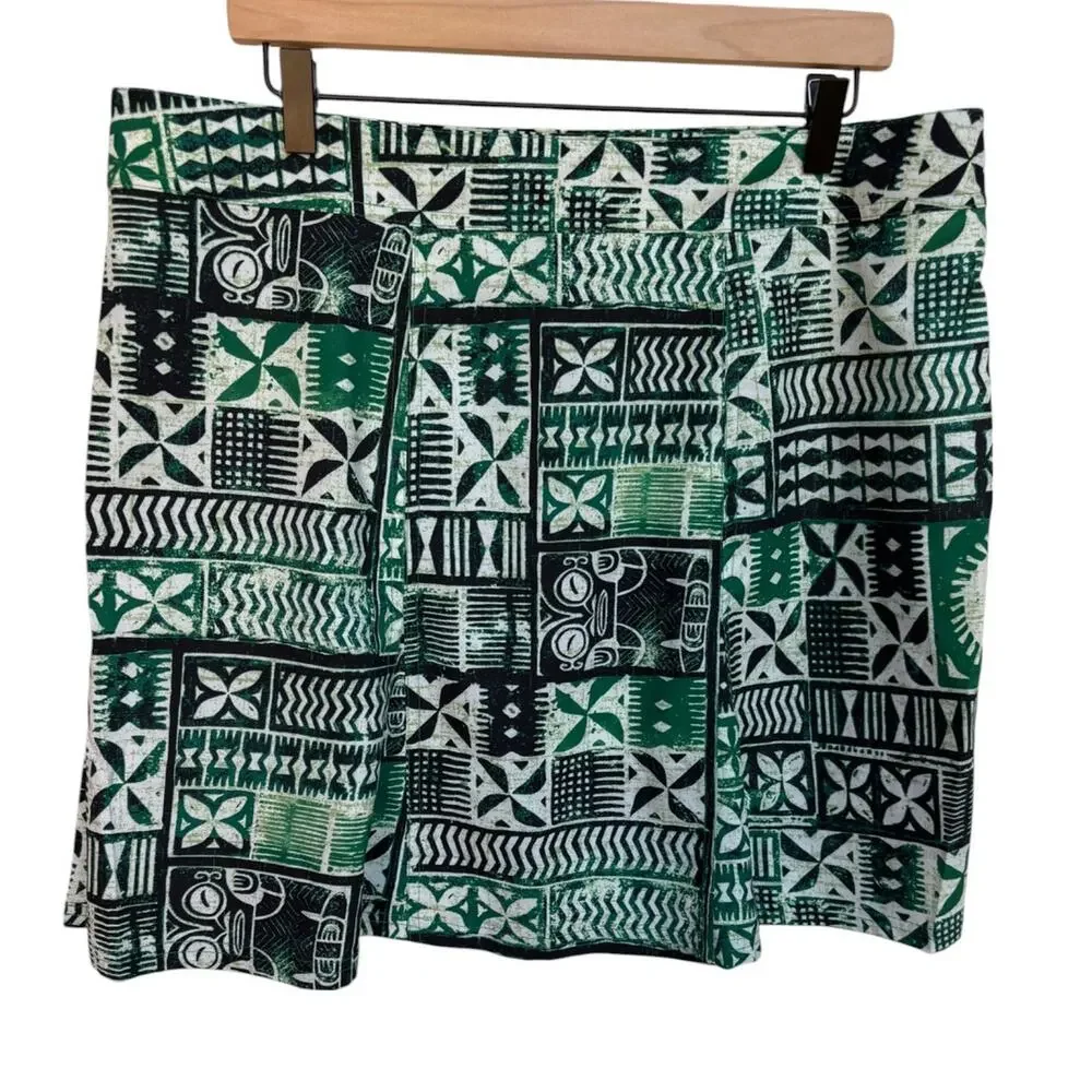 Ripskirt NWT Green Tiki Polynesian Retro Print Wrap Skirt / Coverup size XL